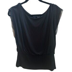 White House Black Market Women's Flutter Sleeveless Black Top Sz M